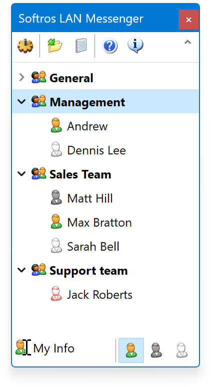 Softros LAN Messenger Screen Shot. Intranet software for LAN messaging